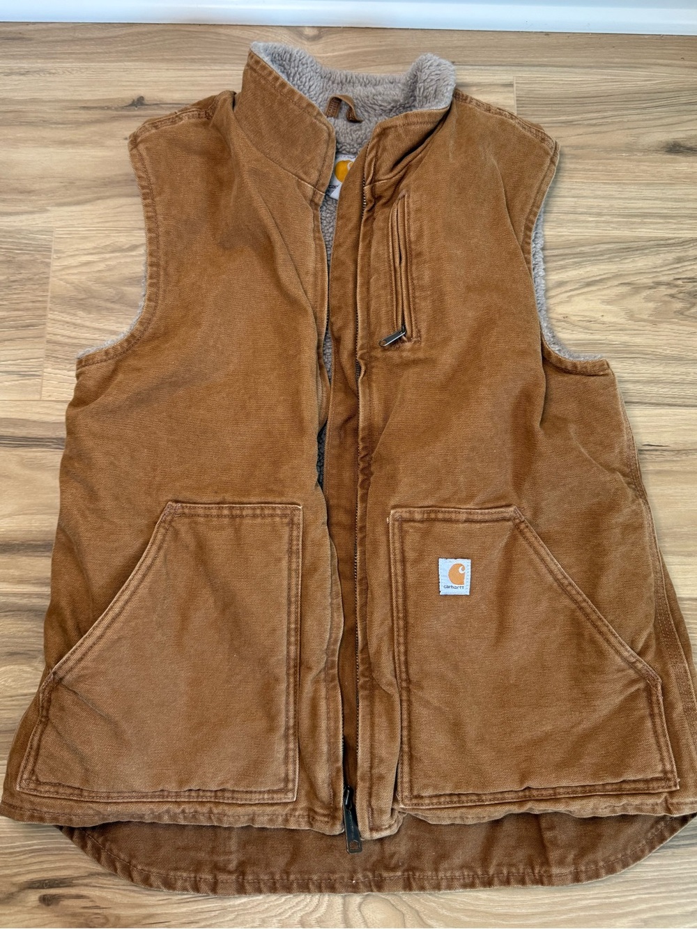 Carhartt Women’s WV001 Sandstone Sherpa Lined Mock Neck Vest - Carhartt Brown M